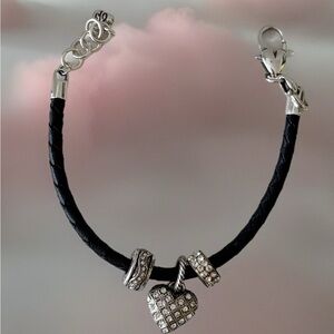 Brighton LeatherChic Black and Silver Charm Bracelet.